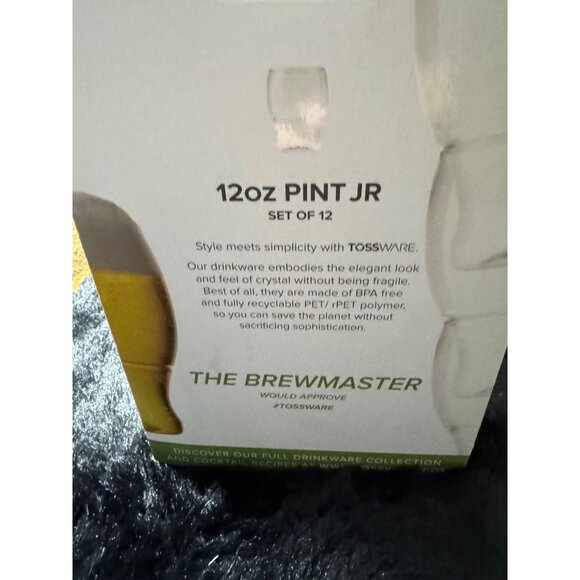 Tossware 12oz Pint Jr Clear Plastic Glasses Set Of 11- Shatterproof Recyclable - Picture 4 of 4